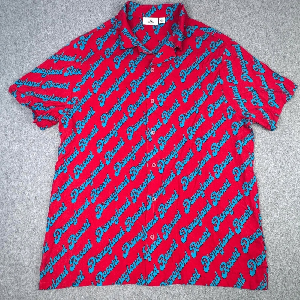 Disney Park Disneyland Resort Size‎ Large Spell out Camp Button Down Shirt
